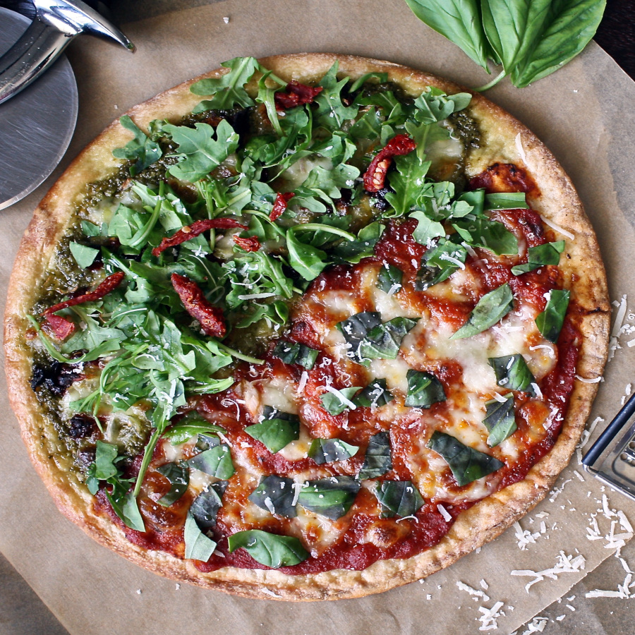 Photo Pizza à la pâte de chou-fleur